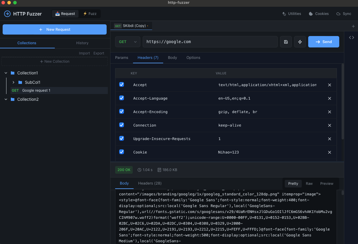 HttpFuzzer Screenshot