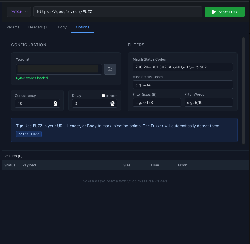 HttpFuzzer Fuzzing Screenshot